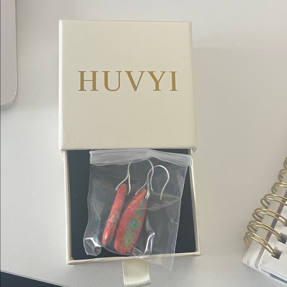 NEW HUVYI Blue and Orange Earrings